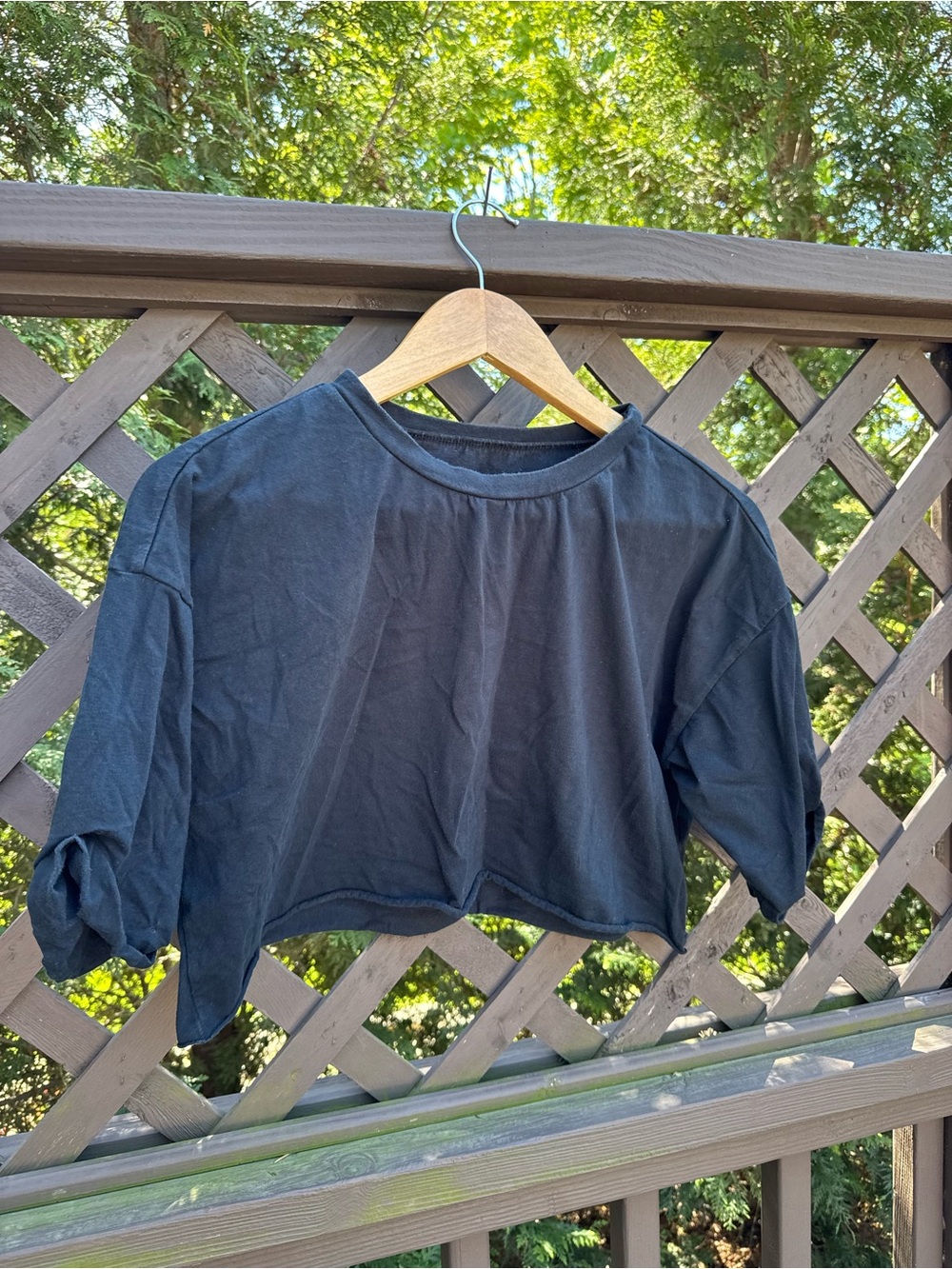 Women's Black Cropped Crewneck Top - Casual Essential